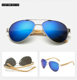 Retro Bamboo Sunglasses Goggle Gold Mirror Wood