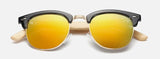 Retro Wood Bamboo Sunglasses Gold Mirror